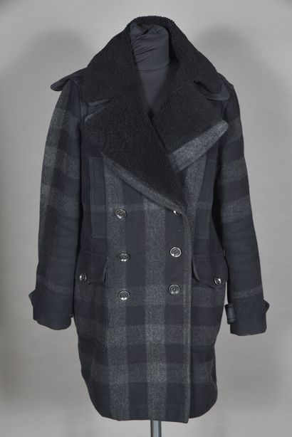 BURBERRY. Charcoal wool and cotton tartan...