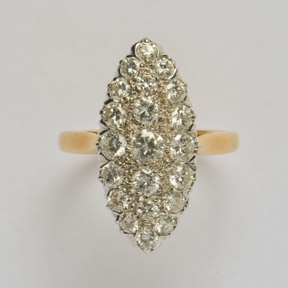 null Marquise" ring in 18K (750/oo) two-tone gold, the top entirely paved with brilliant-cut...