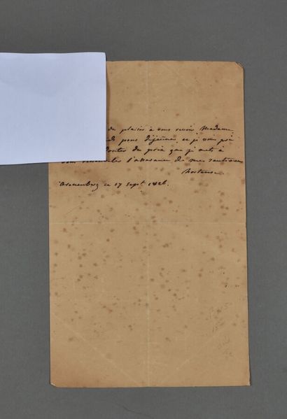 null HORTENSE DE BEAUHARNAIS (1783-1837).
Lettre autographe signée à la comtesse...