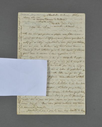 null Vivant BEAUCÉ (Nolay 1818-1876), painter and illustrator.
Autograph letter signed...