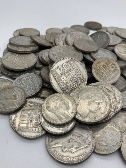 Lot de pièces en argent bas titre (680 millièmes)...