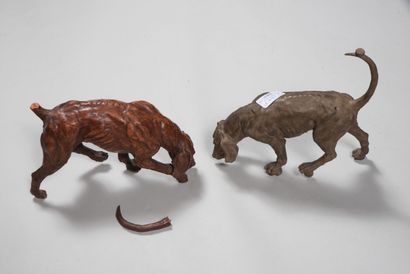 null HUNTING. Dog, proofs (broken leg and tail to restore), one terracotta and one...