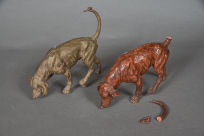 null HUNTING. Dog, proofs (broken leg and tail to restore), one terracotta and one...