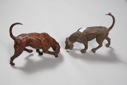 null HUNTING. Dog, proofs (broken leg and tail to restore), one terracotta and one...