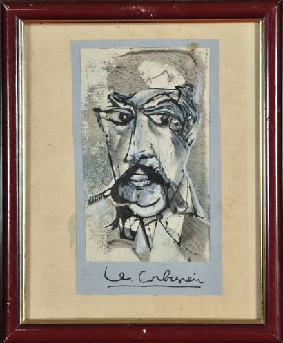 null Portrait d'homme, collage. 
Porte une signature "Le Corbusier" 
A vue : 25 x...