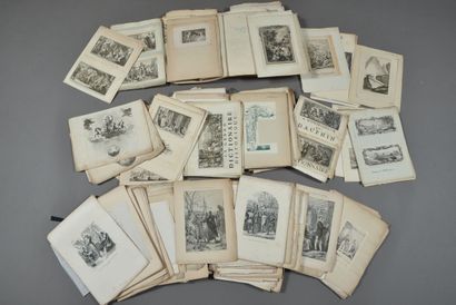 null Trois volumes reliés contenant diverses vignettes, frontispices, cul-de-lampes,...