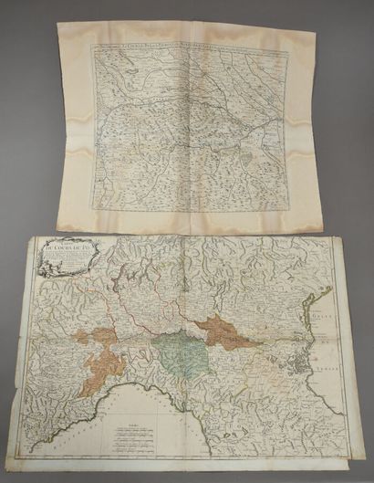 null J. B. NOLIN (1657 - 1708)
Carte du cours du Pô, d'un tirage de 1777.
Double...