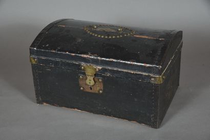 Trunk-shaped case with a curved lid, covered...