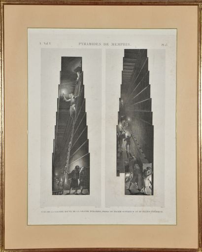 null EGYPTE - XIXe siècle
Les pyramides de Memphis 
Vues de la galerie haute de la...