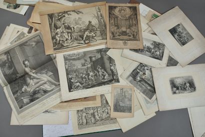 null Important set of engravings and prints featuring historical, biblical or genre...