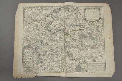 null ROBERT DE VAUGONDY
(France, XVIIIe siècle)
Carte des environs de Paris. 1768....