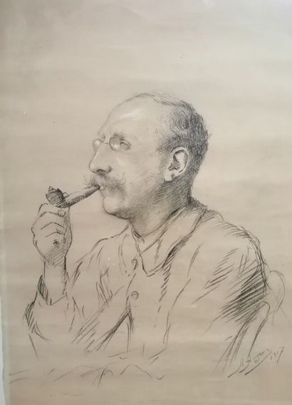 A. Augerie (XXème siècle).
Fumeur de pipe,...