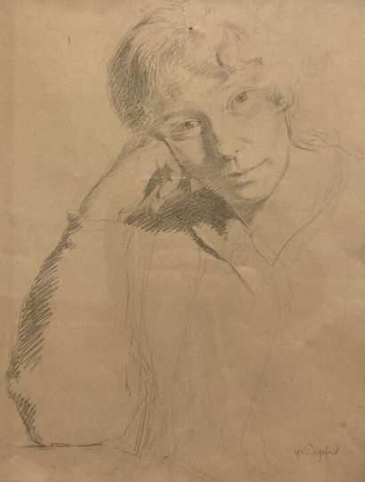 null Marie-Louise DEGABRIEL (1900-1984).
Portrait de femme.
Mine de plomb sur papier...