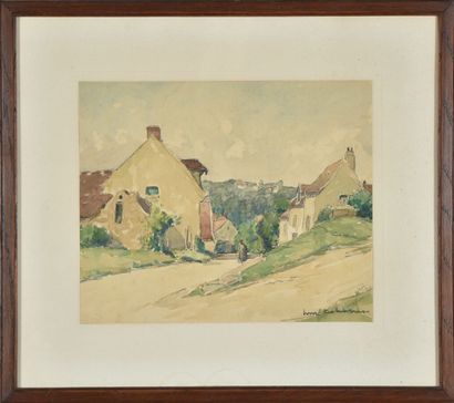 null Henry Maurice CAHOURS (1889-1974) 
Entrance to a village.
Watercolor on paper.
Signed...