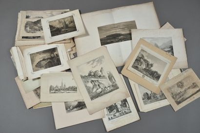 Important set of engraved or lithographed...