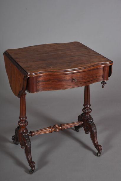 Small table with shutters in rosewood and...