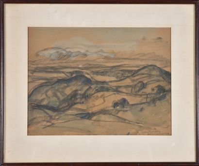 Pierre COMBET-DESCOMBES (1885-1966).
Landscape.
Charcoal...