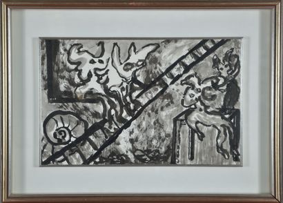 null Jean RAINE (1927-1986).
L'approche de la grande Pâque, 6 avril 1969.
Encre et...