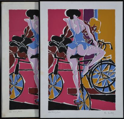 null Philippe ARTIAS (1912-2002).
Un ensemble de deux oeuvres :
-La bicyclette.
Lithographie...