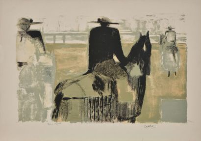 null Bernard CATHELIN (1919-2004).
A lot of three works:
-Japanese interior.
Lithograph...