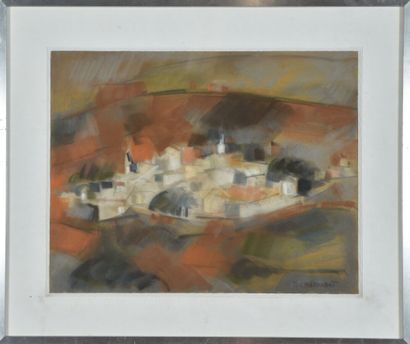 null Bernadette CHATOUILLOT (XX-XXI).
Bonnieux, le village.
Pastel sur papier.
signé...