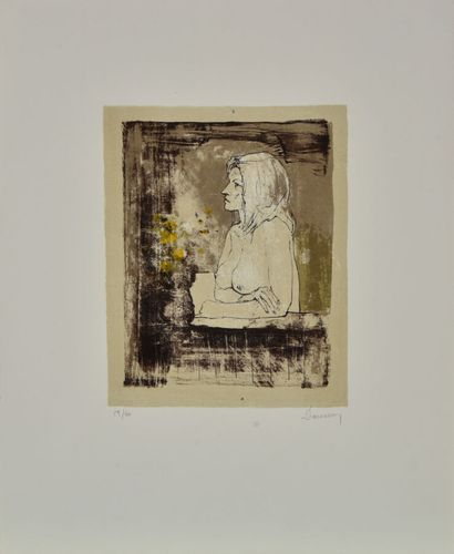 null Jean JANSEM (1920-2013).
Un lot de cinq oeuvres :
-Femme accoudée, buste nu.
Lithographie...