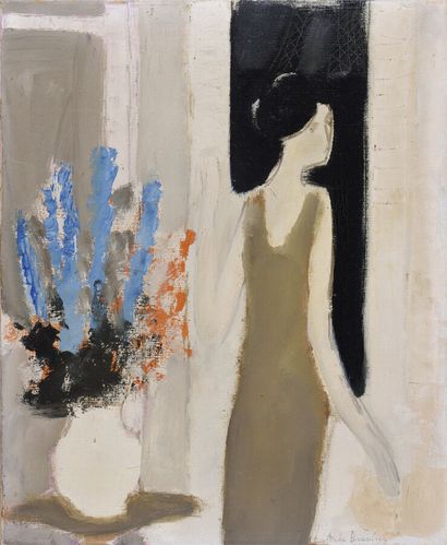 André BRASILIER (Né en 1929).
Femme au bouquet...