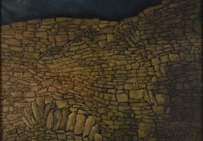 null Michel MOSKOVTCHENKO (Born in 1935).
The dry stone wall, 1970.
Oil on canvas.
Signed...