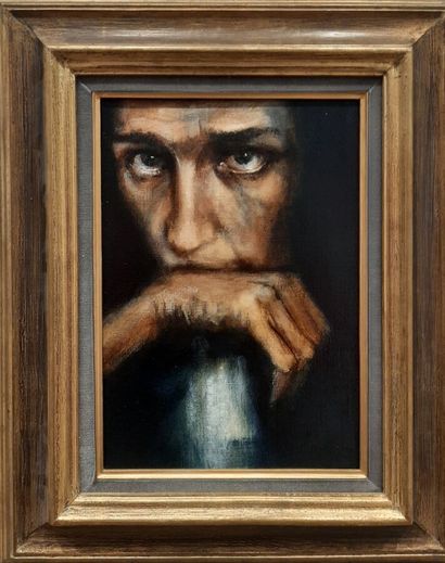 null Pierre LAFFILLE (1938-2011), attributed to. 
Face and hand.
Oil on canvas.
35...