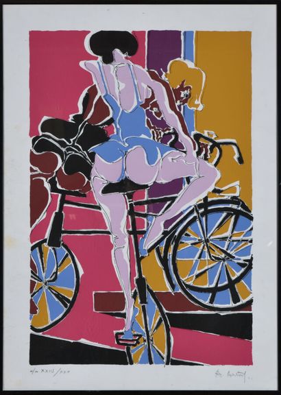 null Philippe ARTIAS (1912-2002).
A set of two works :
-The bicycle.
Lithograph in...