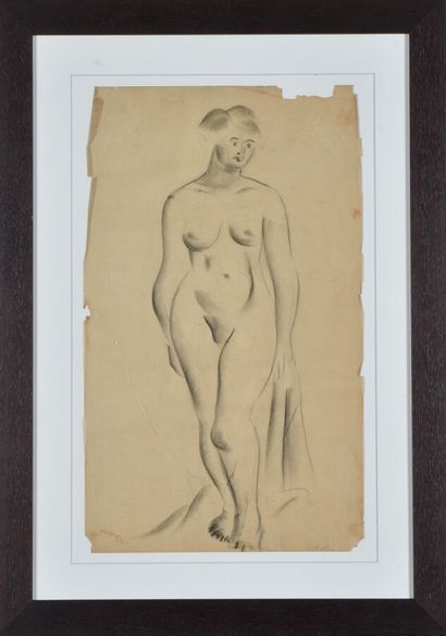 null Modern school of the first half of the XXth century.
Standing nude.
Charcoal...
