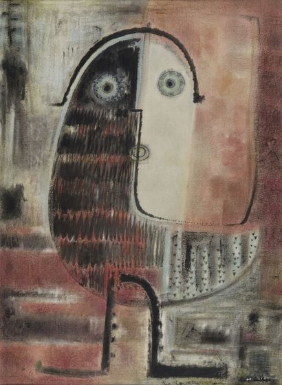 null Andrée LE COULTRE (1917-1986).
Personnage.
Aquarelle et encre sur papier.
Signé...