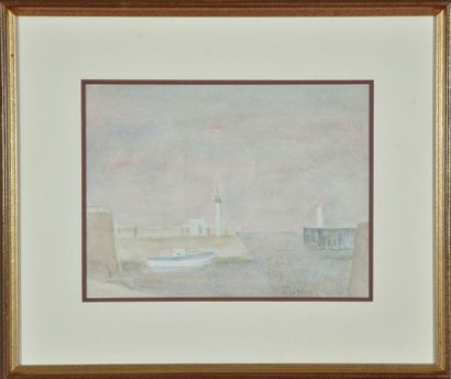 null Ariane PROKHOROFF (1926-2018).
La sortie du port de Saint-Martin-de-Ré.
Aquarelle...