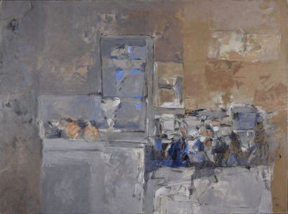 null Maxime DARNAUD (1931-2015).
Atelier, 1993.
Huile sur toile.
Signé des initiales...