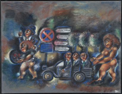 null FAVRENE (Né en 1934).
Dans Lyon.
Pastel sur papier.
Signé en bas à droite.
50...