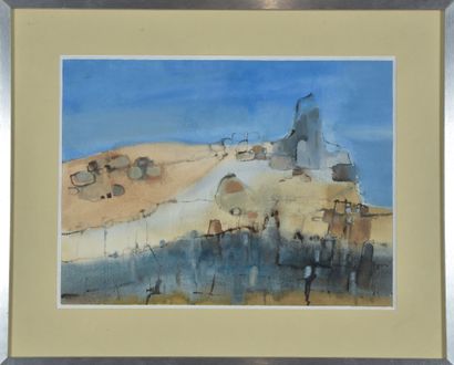 null Bernadette CHATOUILLOT (XX-XXI).
In the Hoggar, Rocks.
Gouache on paper.
Sight:...