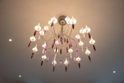 null SAVINEL et ROZE - Edition BACCARAT .
Chandelier "Feathers" with twenty-four...