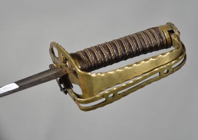 null FRANCE. Sword with revolving guard and leather handle with filigree, blade 64cms,...