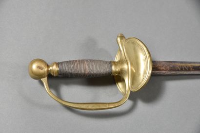 null FRANCE. Officer's sword 1816, brass guard without decoration, flat blade with...
