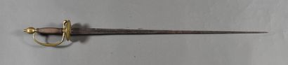null FRANCE. Officer's sword 1767, brass, double plate, olive pommel and melon ribs,...