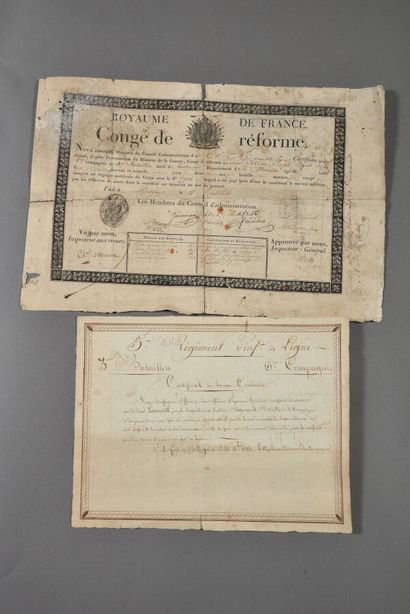 null France. Certificat de Bonne Conduite à un Sergent du 5°RI, Fort de Bellegarde,...