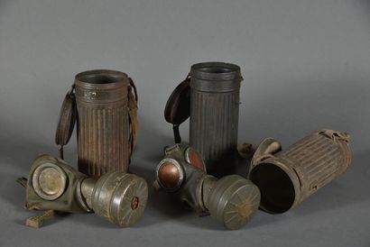 GERMANY. Gas masks, 2 complete, 1 empty,...
