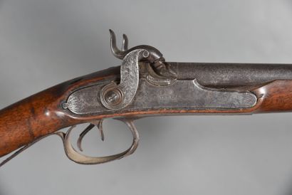 null FRANCE. Shotgun, long modified flintlock with percussion with frustrated signature...