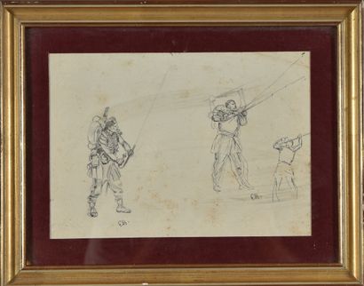 DETAILLE Edouard. Pencil study of an infantryman...