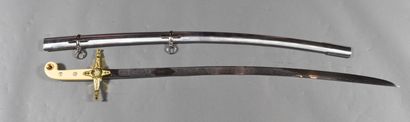 null Oriental style sword, blade engraved with foliage of 4 coats of arms and stamped...