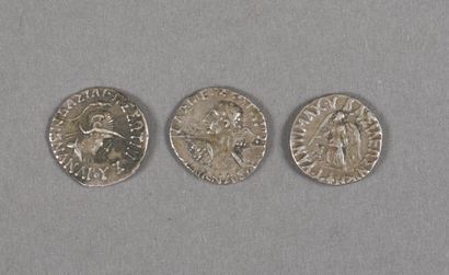 GREEK 
INDO-GREECE LOT OF 3 DRACHMES : ANTIMACHOS(171-160)and...