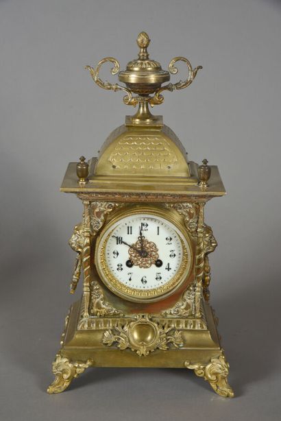 * Bronze terminal clock, circular dial with...