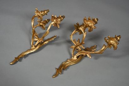Pair of ormolu Rocaille-style sconces with...