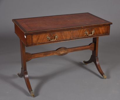 Small mahogany and mahogany veneer desk with...