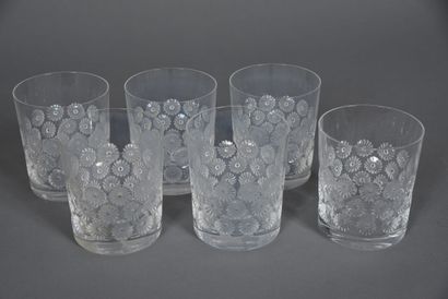 LALIQUE FRANCE. 
Six whisky glasses with...